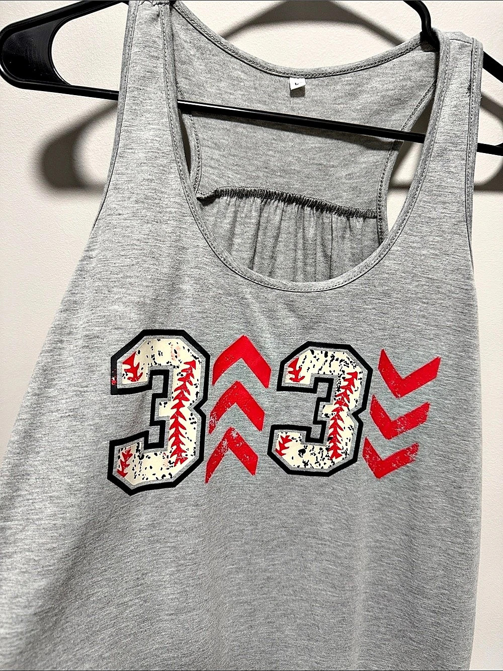 Baseball Tank Top in Gray & Red - Large Like New
